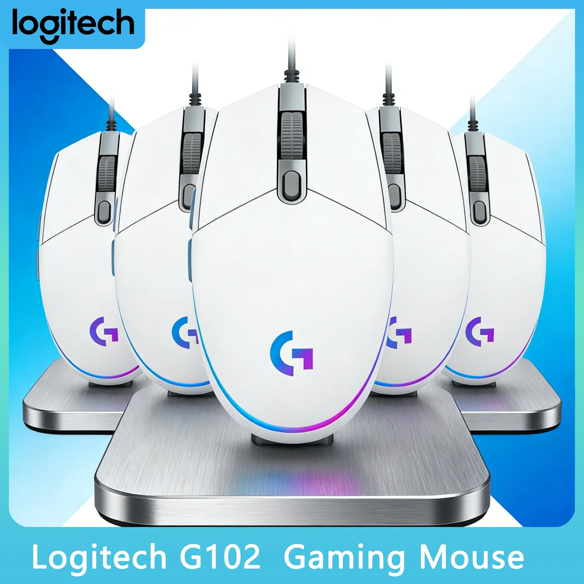 

Logitech G102/G203/G402 Second Generation RGB Gaming Mouse 16.8M Colors 6 Buttons Ergonomic for FPS PUBG LOL CSGO