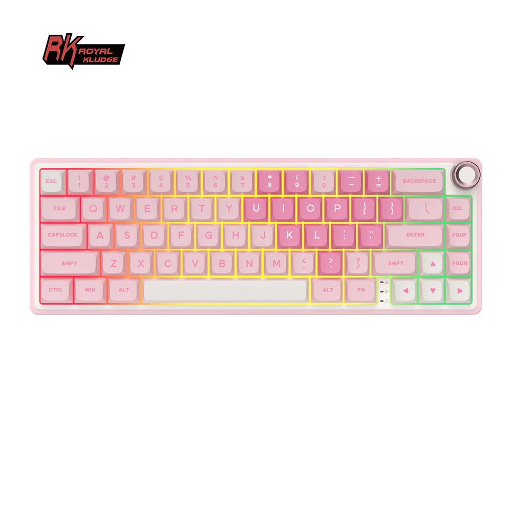 Royal Kludge R65 French Wired Mechanical Keyboard 65% Hot-swappable PBT MDA Keycap RGB Gasket English Gamer Keyboard Volume knob