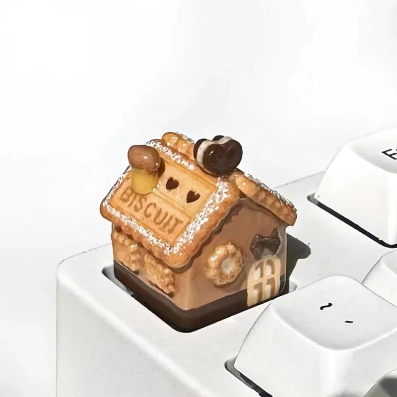 MiFuny Cute Cookie House Keycaps Maid Cow Custom Clay Artisan Keyboard Caps for Mechanical Keyboard Gaming Accessories GIrl Gift