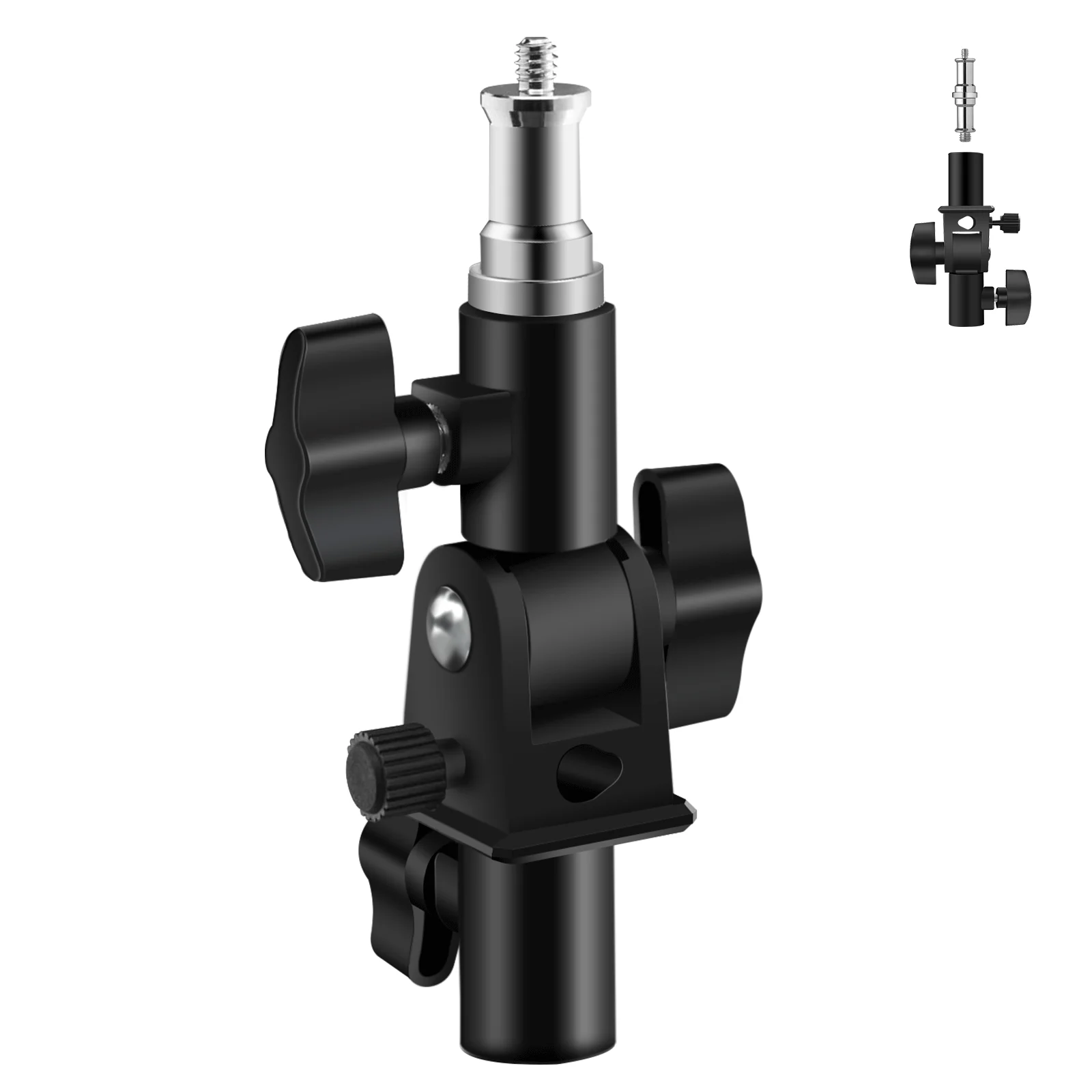 

UShape Camera Flash 180°Swivel Mount Bracket with Standard 1/4 to 3/8 inch Metal Male Screw Spigot Stud for softbox studio light