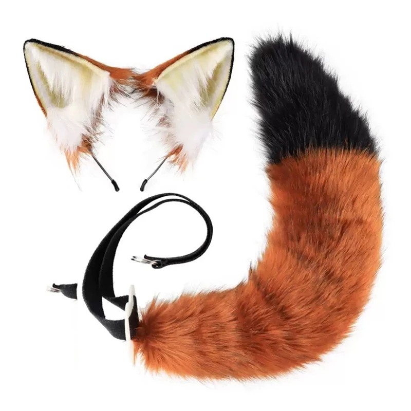Anime Nick Wilde Cartoon Animation Movie Cosplay Ear Headband Set Gift Brown Creative Cos Simulation Fox Tail Prop Accessories 6