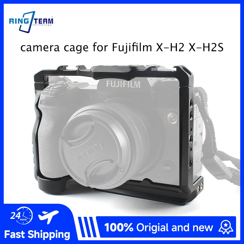 camera-cage-for-fujifilm-x-h2-x-h2s-xh2-xh2s-full-frame-with-cold-shoe-mount-multi-1-4-screw-holes-for-vlog-shooting-rig