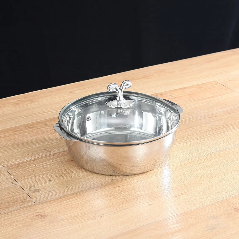 

Stainless steel soup pot with lid, household dual ear cooking pot, multifunctional, glass lid visible cooking utensil