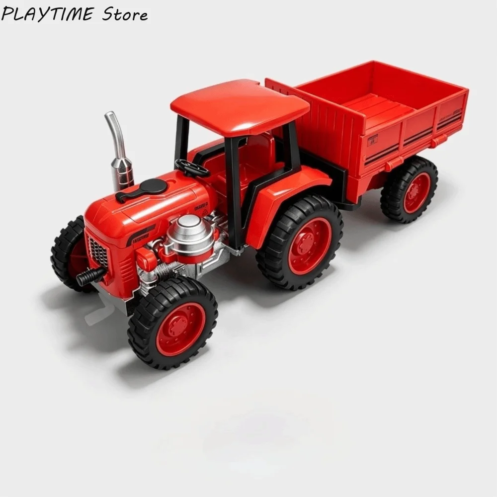 Walking Tractor Model Toys Alloy Diecast Agricultural Tractors Sound Light Pull Back Rubber Tires Toy Models for Kids Gifts
