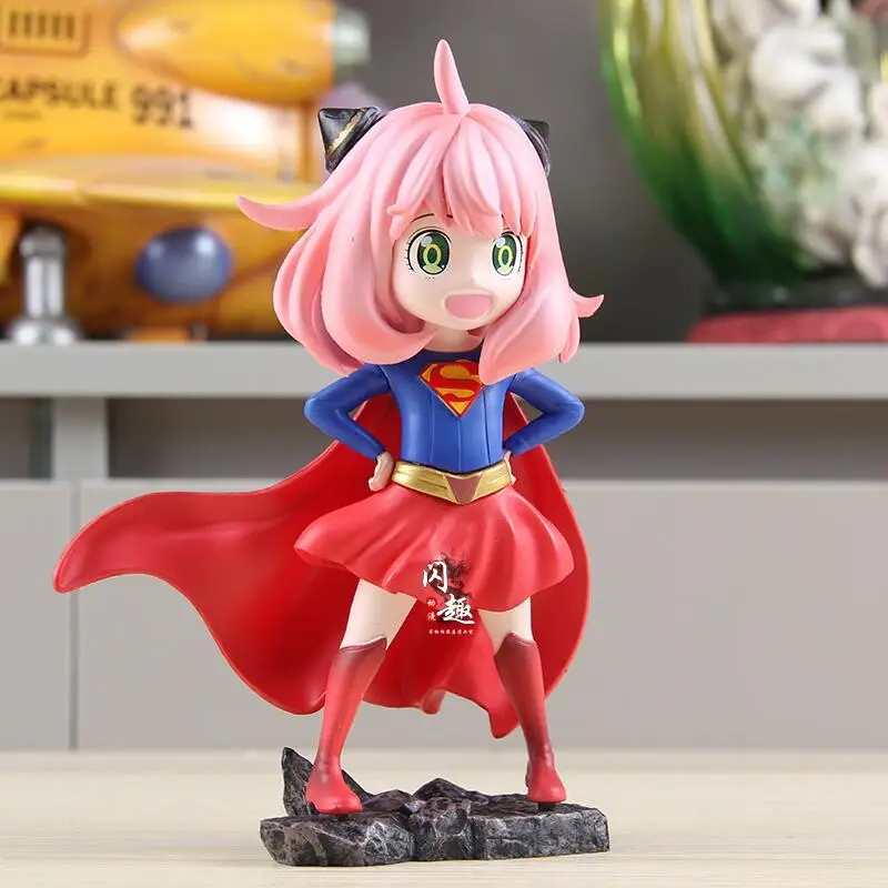Figurine de famille d'espionnage en Pvc Anya, 16cm, modèle Cos Supergirl, Statue Kawaii, ornement, décoration de bureau, jouet cadeau, en Stock