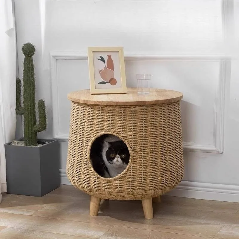 European Decoration Side Table Bamboo Business Round Salon Coffee Tables Living Room Mid Century Muebles Salon Rattan Furniture