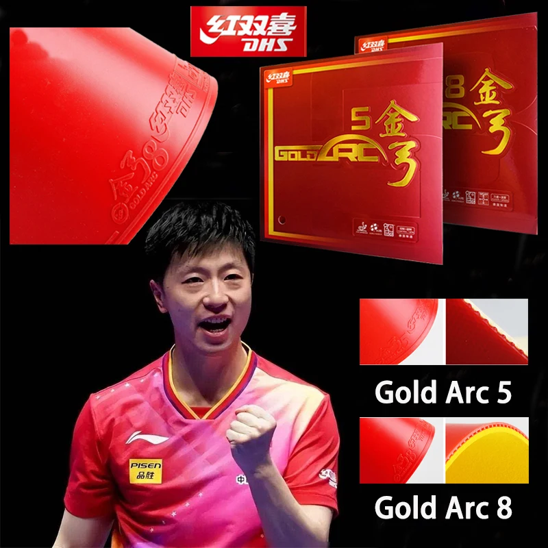 

DHS Gold Arc 5/8 42.5/47.5/50° Table Tennis Rubber Sheet Non-tacky Cake Sponge Loop Fast Break Ping Pong Rug for Major Athletes