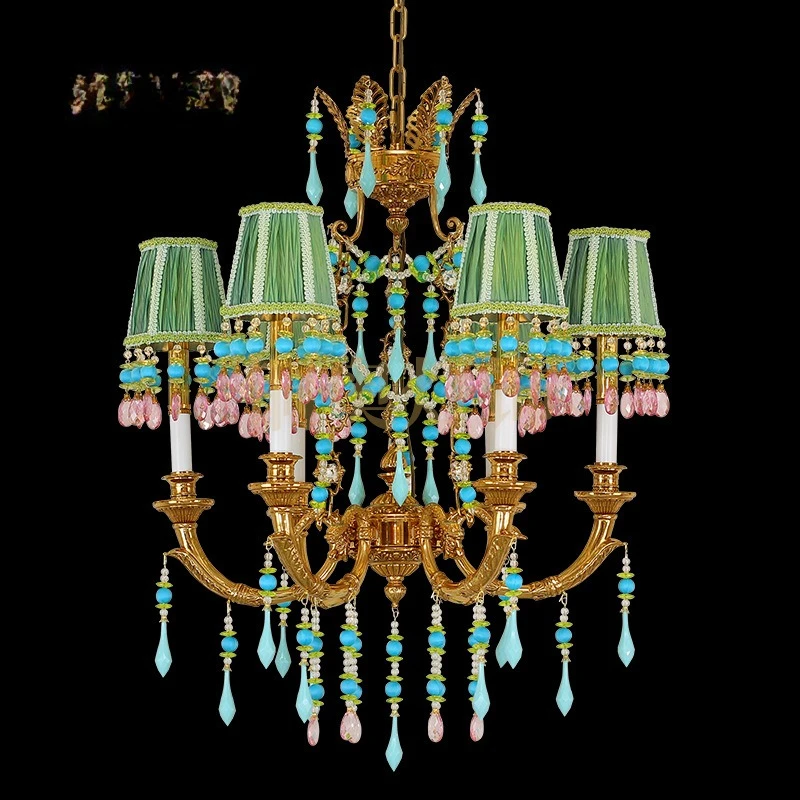 French crystal chandelier European luxury atmosphere bedroom warm romantic princess girl room lamps