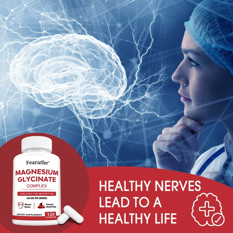 

Magnesium Glycinate Complex, Highly Absorbed, Supports Muscle Relaxation and Recovery, Highest Bioavailability, 120 Capsules