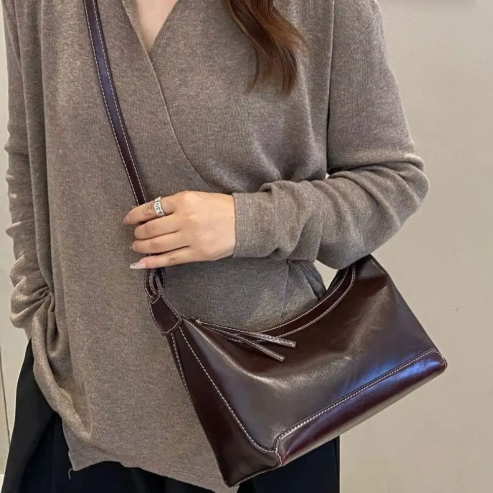Cowhide Genuine leather handbags women vintage shoulder bag female crossbody bags luxury small bag dumpling bag