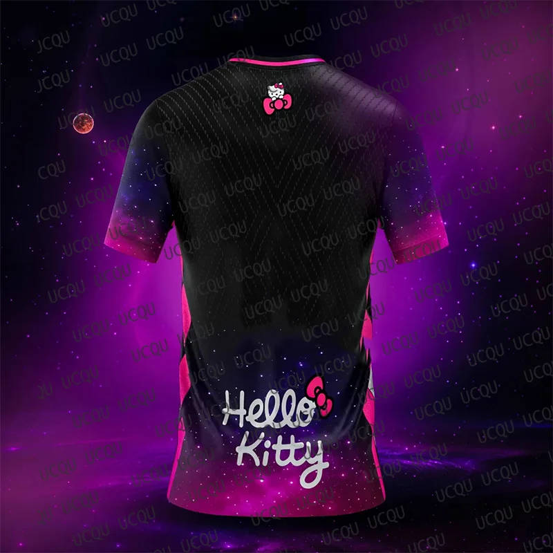 2025 سانريو كارتون مرحبا كيتي طبعة خاصة قصيرة الأكمام التي شيرت MenWomen الصيف موضة تنفس كرة القدم جيرسي طفل/الكبار #3