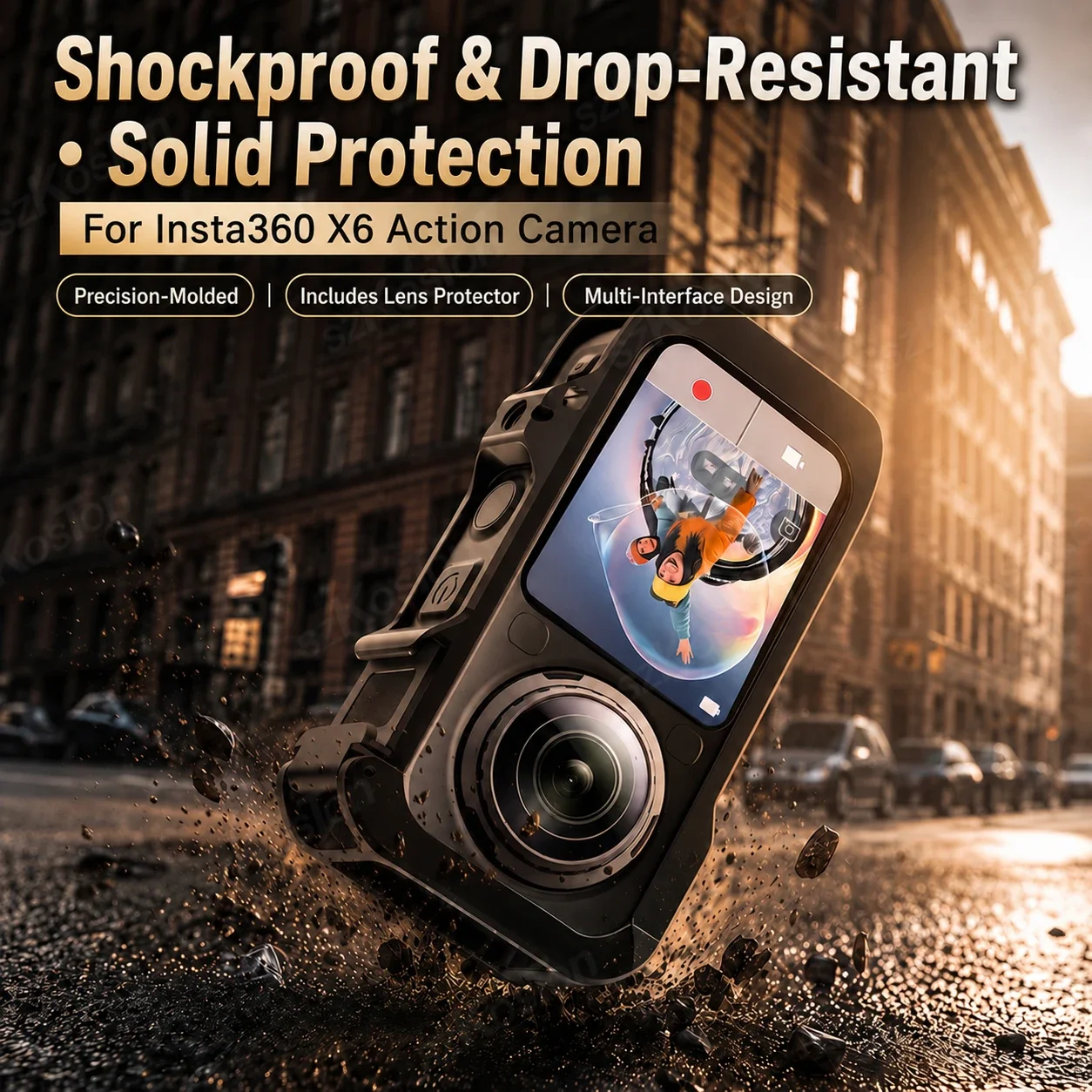 For Insta360 X6 Camera Cage Aluminum Alloy Protective Frame Quick Release Metal Case 1/4 Screw Cold Shoe Vlog Accessories