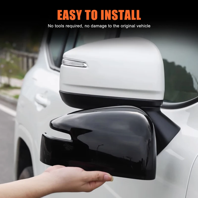 

For Toyota Land Cruiser LC300 2022-2024exterior rearview mirror cover ABS piano black car modification accessories 2-piece set
