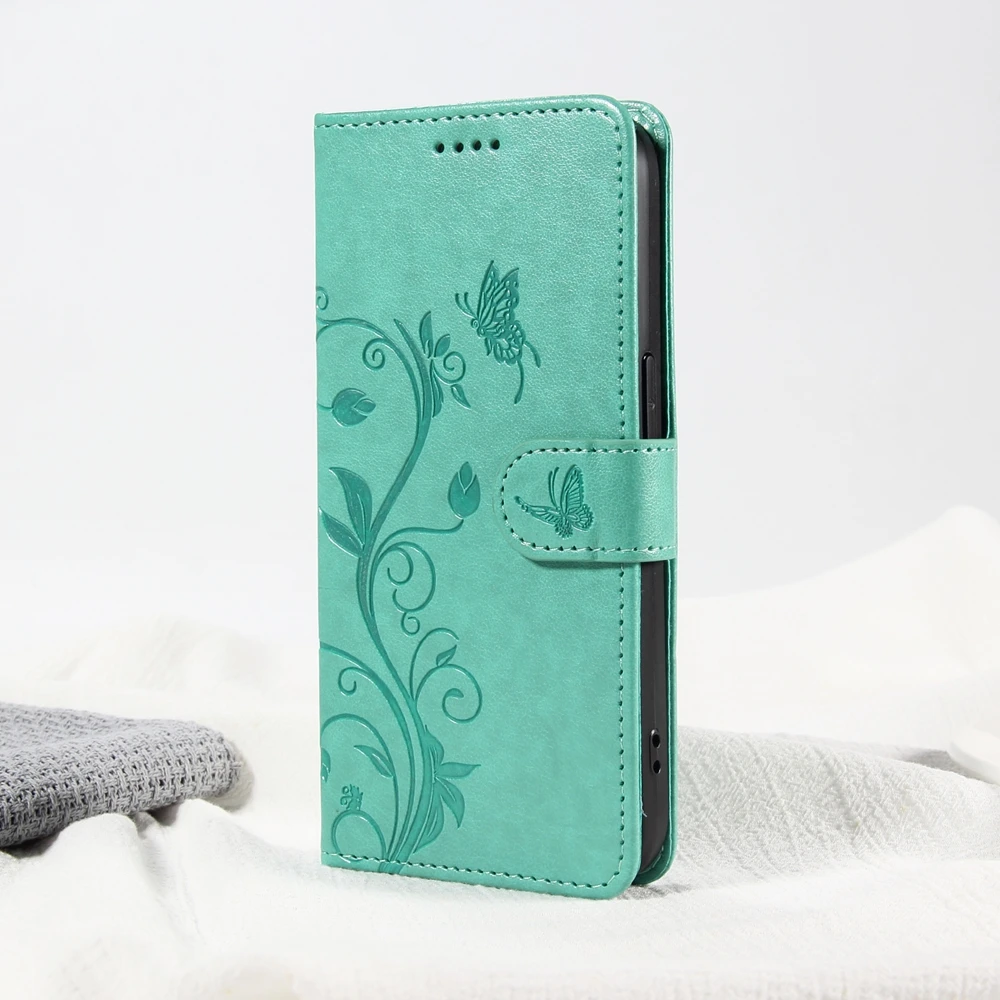 Schmetterlingsblumen-Lederhülle für Samsung Galaxy A06 A16 A26 A36 A56 A05 A05S A15 A25 A35 A37 A55 A57 A07 A17 5G Flip Cover