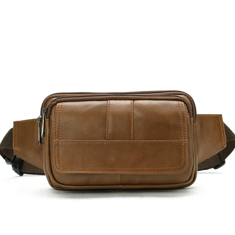 New MEN'S cow leather chest man vintage shoulder bag vintage Casual Male crossbody bag waist packs for men