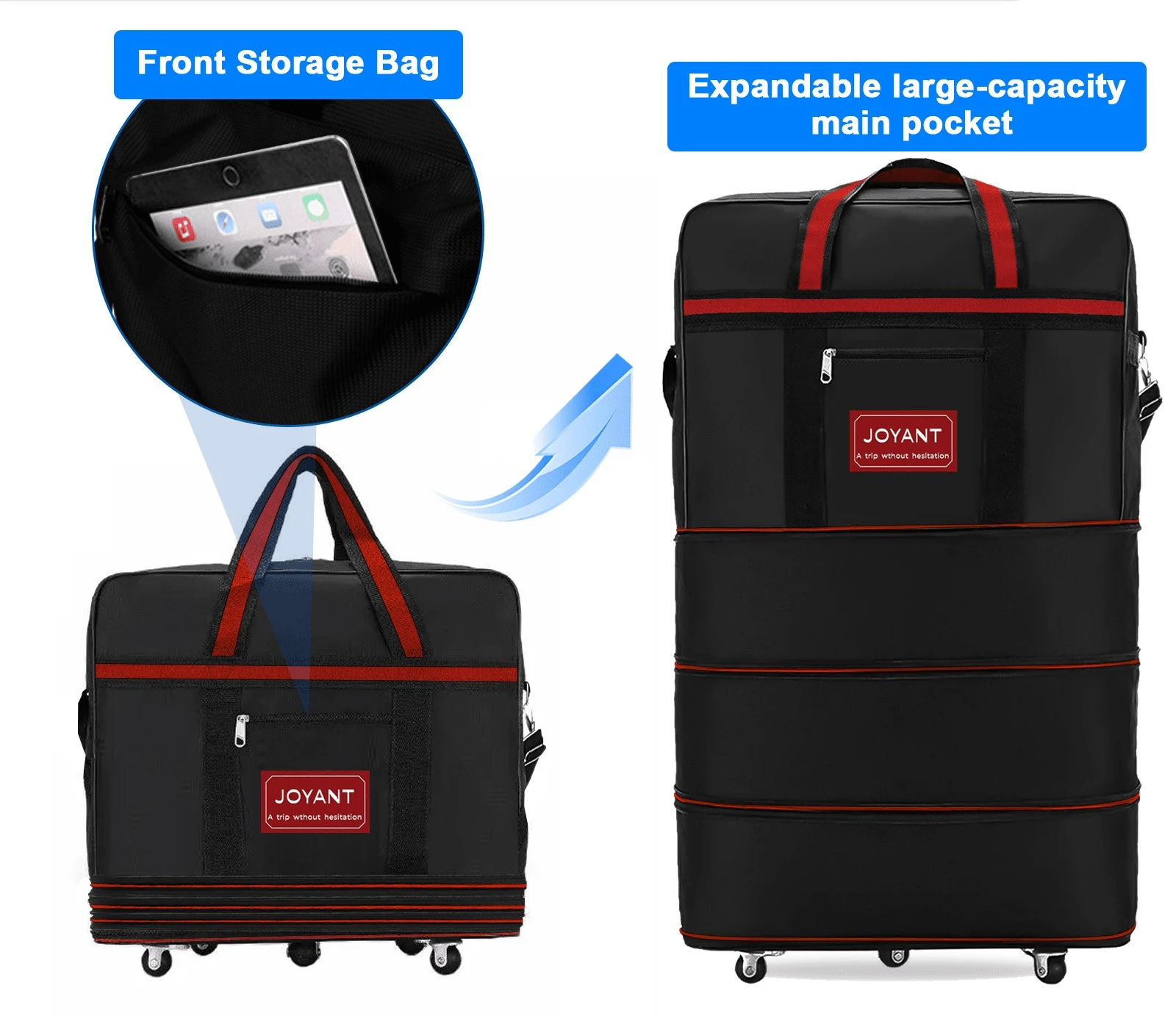 Expandable Duffle Luggage Bag 1200D Foldable Travel Bag 32"/42" W/Rolling Wheels Luggage Case Trolley Suitcase Spinner Suitcase Travel Luggage Travel Suitcase Suitcase Luggage Carry-On Suitcase With Wheels Travel Essentials Durable