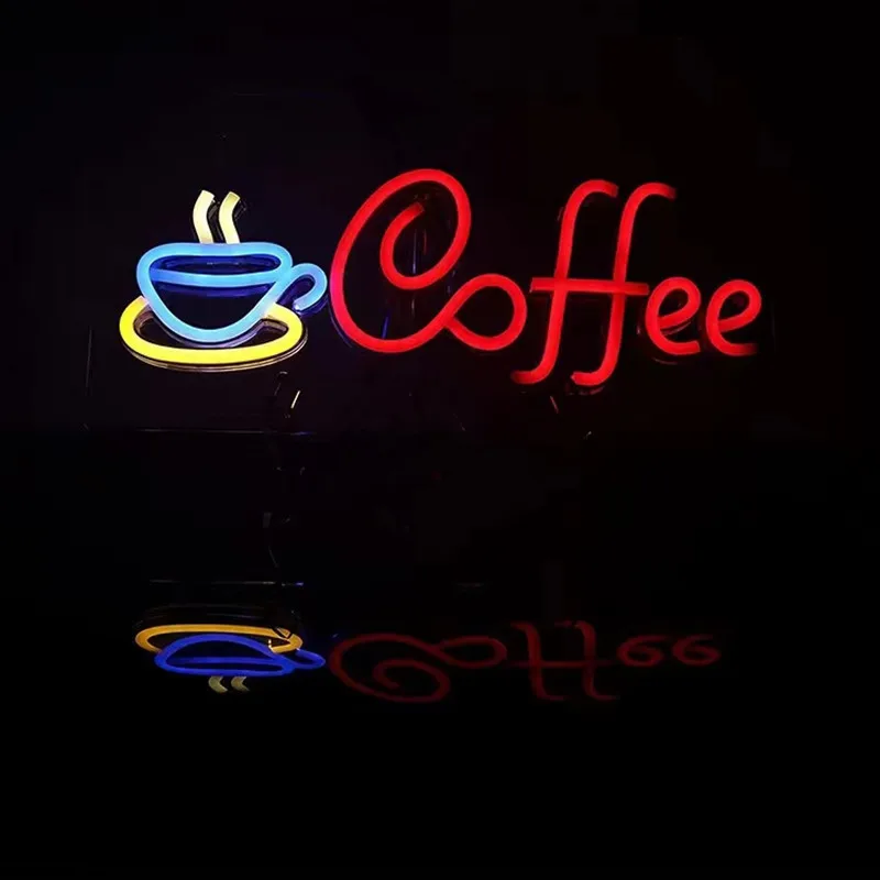 Coffee Neon Sign Restaurant Hotel Cafe Wall Decor USB Powered Custom Neon Signs for Coffee Shop Bar LED Night Light 42*22cm