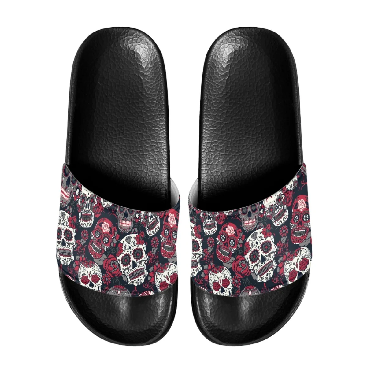 Trend Classic Gothic Skull Rose Print Slippers for Women Summer EVA Light Non-slip Outdoor Beach Slippers Slip On Wading Sandals