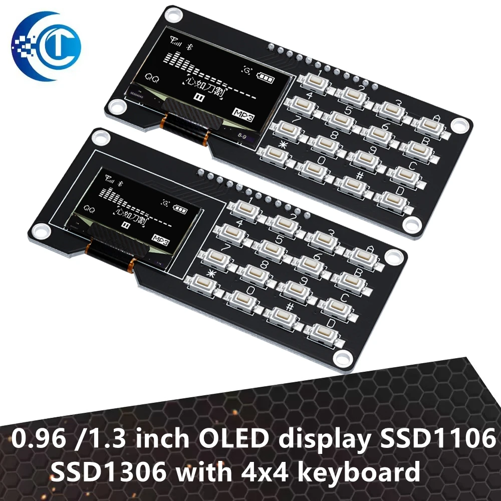 0.96"/1.3" OLED Display Module SSD1106/SSD1306: 4x4 Keyboard, 16P Button  Display Module screen module for arduino