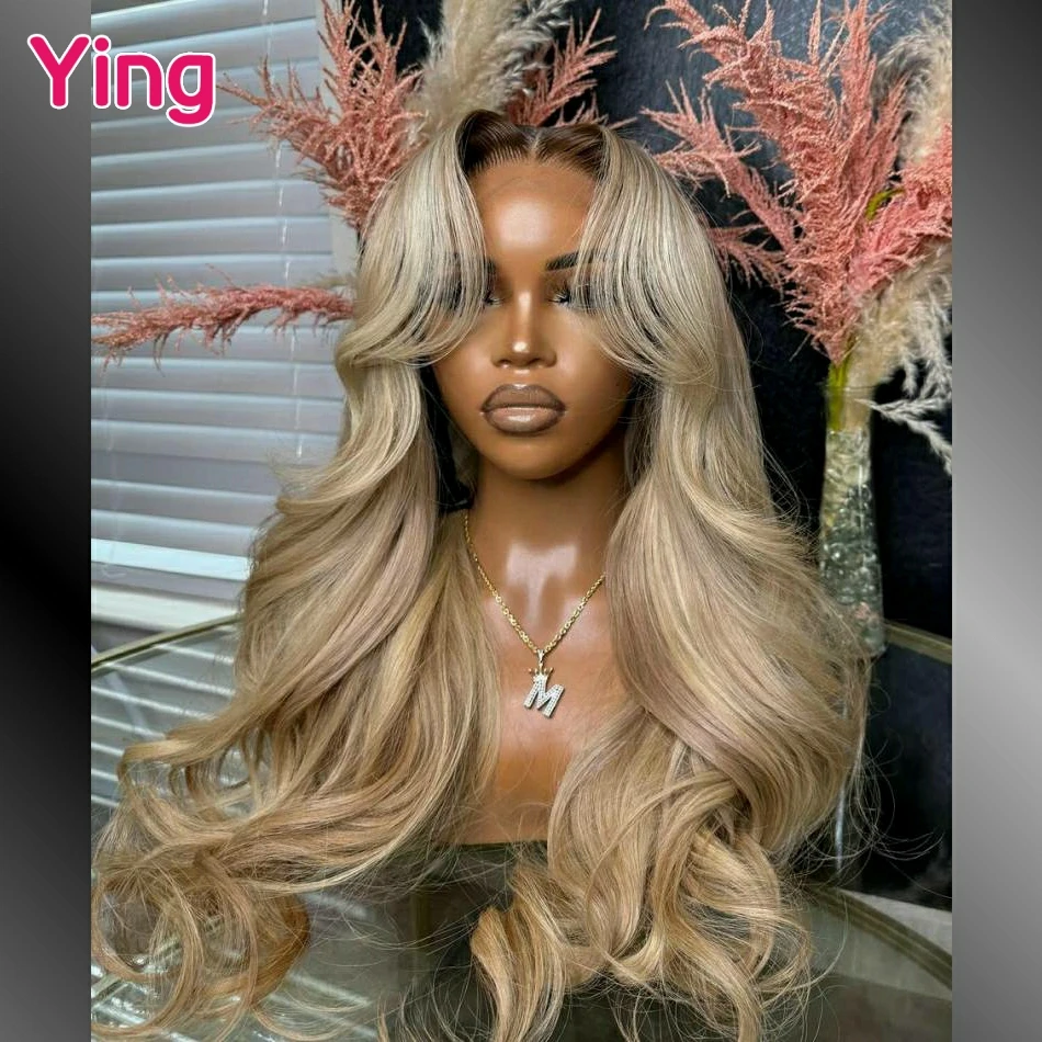 Ying 12A Dark Root Honey Blonde Colored Body Wave 13x6 Lace Front Wig PrePlucked With Baby Hair 13x4 Lace Frontal Wig Human Hair