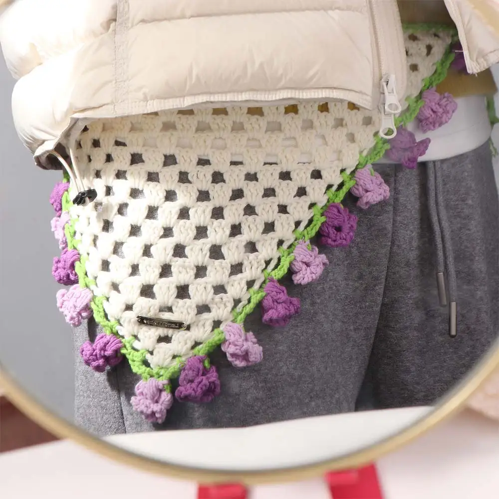 

Вязаная повязка на голову с цветочным узором, треугольный тюрбан, ажурный этнический стиль, женский платок для волос, для девочек