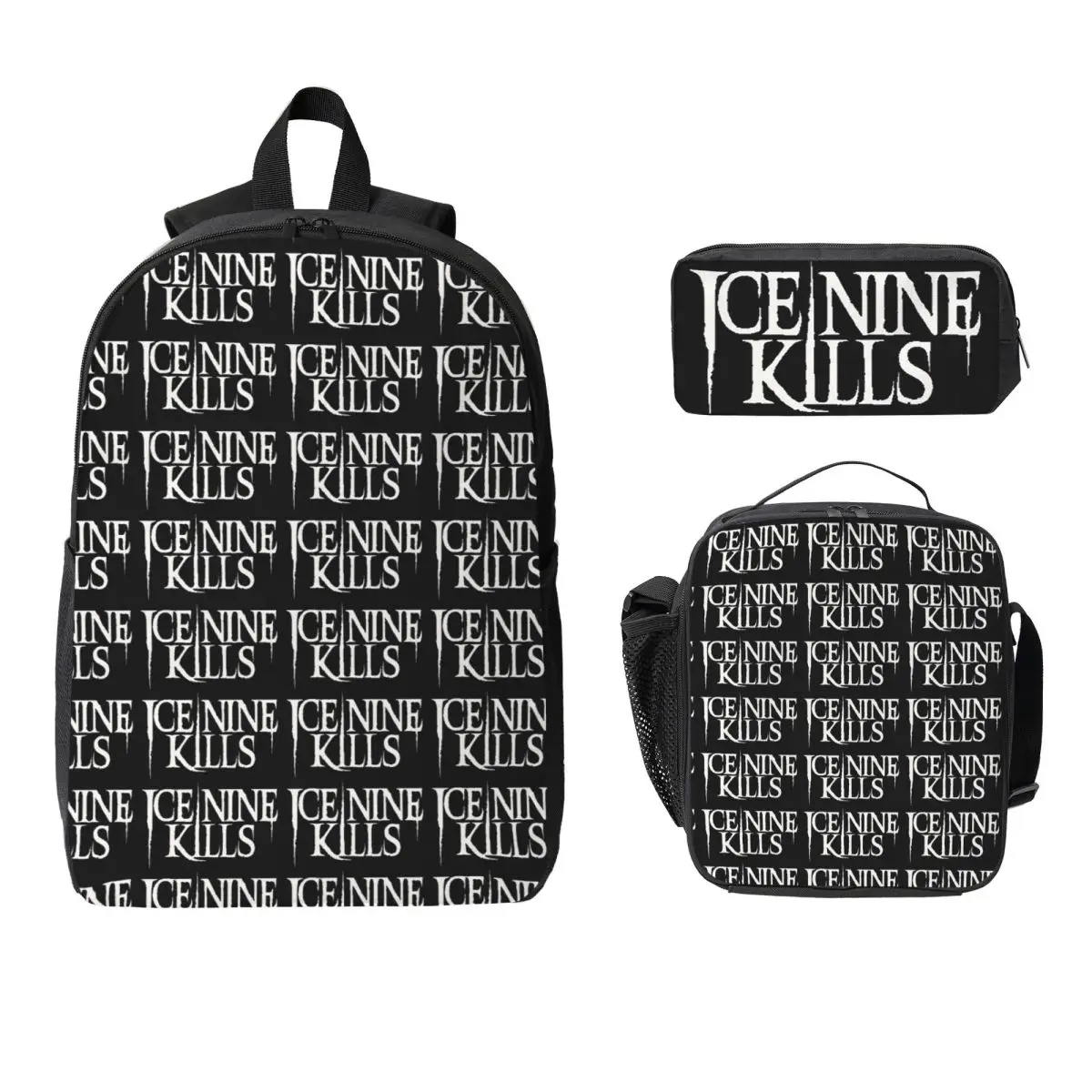

Рюкзак Ice Nine Kills, студенческая сумка для книг для мальчиков и девочек, школьная сумка, сумки на плечо для ноутбука, 3 шт., изолированная сумка для обеда, пенал
