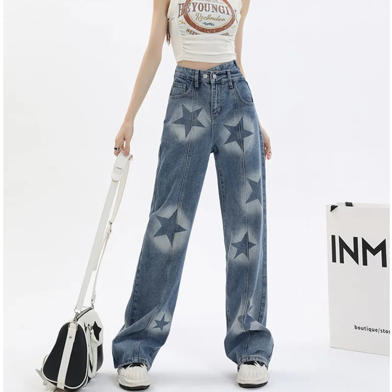 Vintage Jeans Woman High Waist Women's Pants Female Clothing Straight Leg Jeans Y2k Denim Korean Fashion Streetwear Clothes