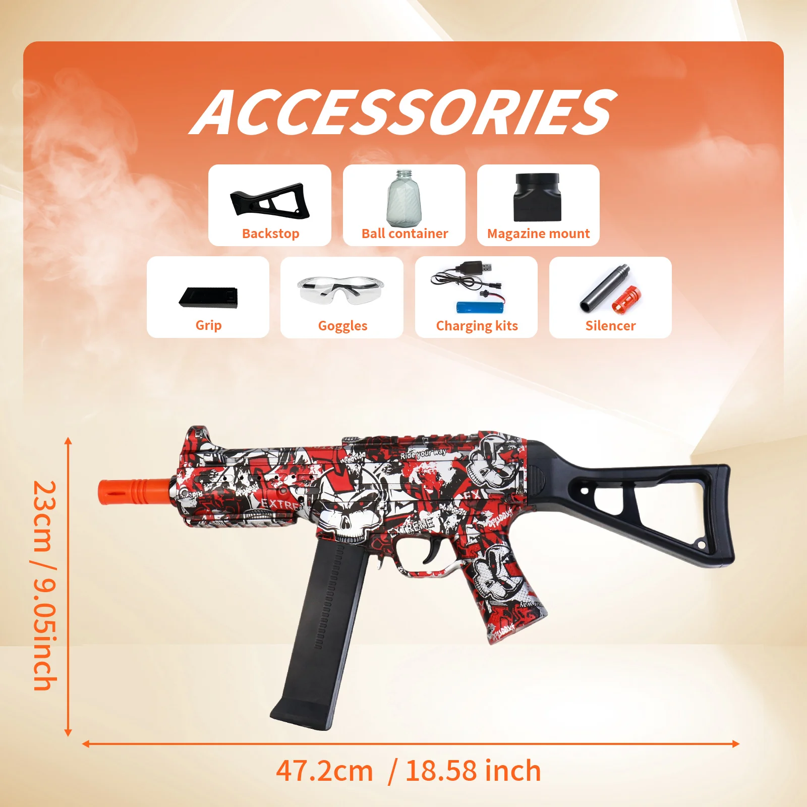 UMP45 젤 볼 블래스터 세트 - 14세 이상 청소년을 위한 충전식 야외 전투 장난감, 남아 및 여아를 위한 완벽한 선물(젤 비드는 포함되지 않음)