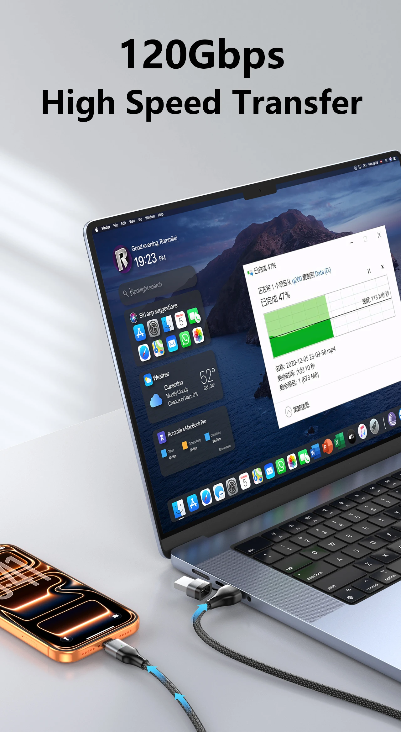 PD 240W USB-C Magnetisches Datenkabel USB Typ C Ladekabel 3-in-1 Schnellladegerät USB-C Kabel für iPhone 17 16 15 Huawei Datenkabel – Detail 8