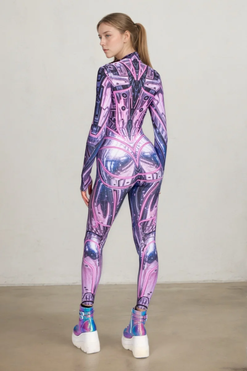 Mehrfarbiger mechanischer Roboter-Jumpsuit, Halloween-Cosplay-Bodysuit, Kostüm für Partys, Bühnenauftritte, Catsuit, Aerial-Yoga-Anzug, Zentai – Detail 18