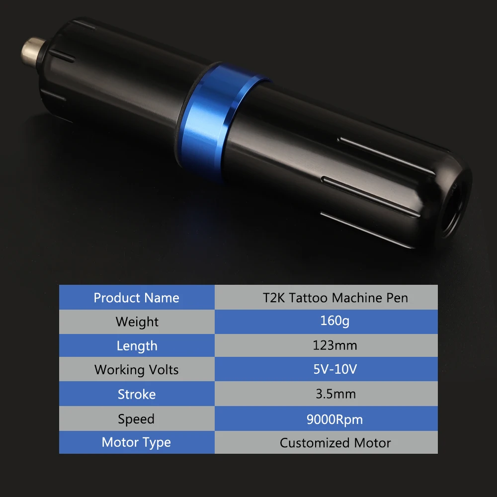 완벽한 T2 문신 펜 기계 키트, 회전식 문신 펜 카트리지 바늘, 전원 공급 장치 잉크, 영구 메이크업 도구 세트