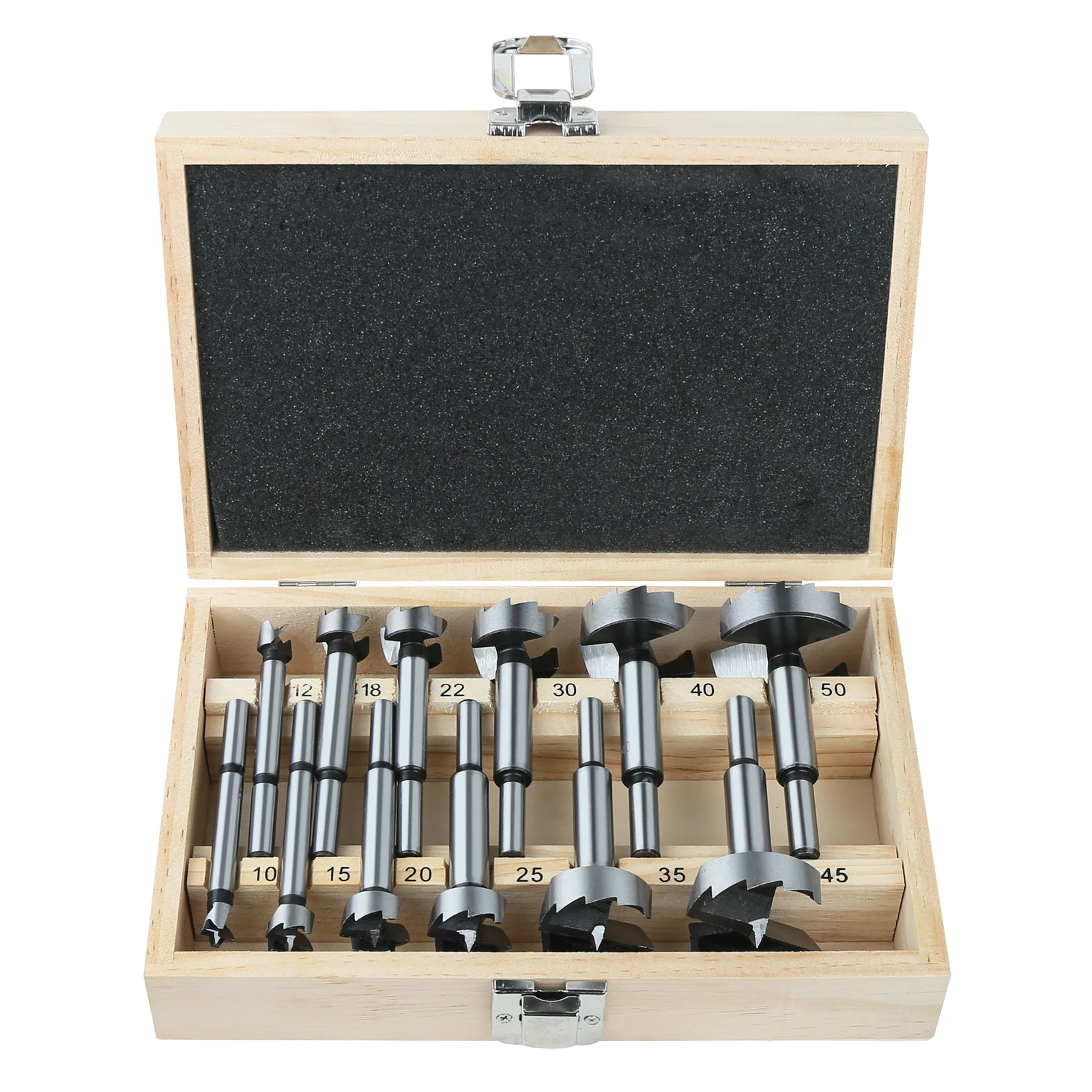 

Versery 12Pcs/Set 10-50mm Forstner Woodworking Tools Hole Saw Hinge Boring Drill Bits Round Shank High Carbon Steel Cutter