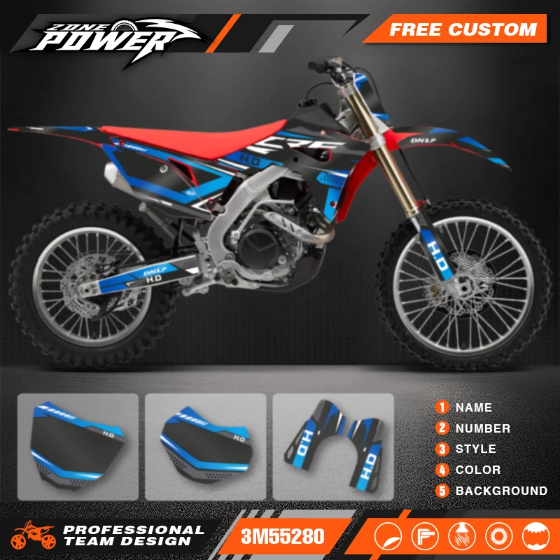 Powerzone Motorcycle Graphic Decal Stickers Kits For Honda CRF250RX 2018-2021 CRF450RX 2017-2020 Number Name Customize 006