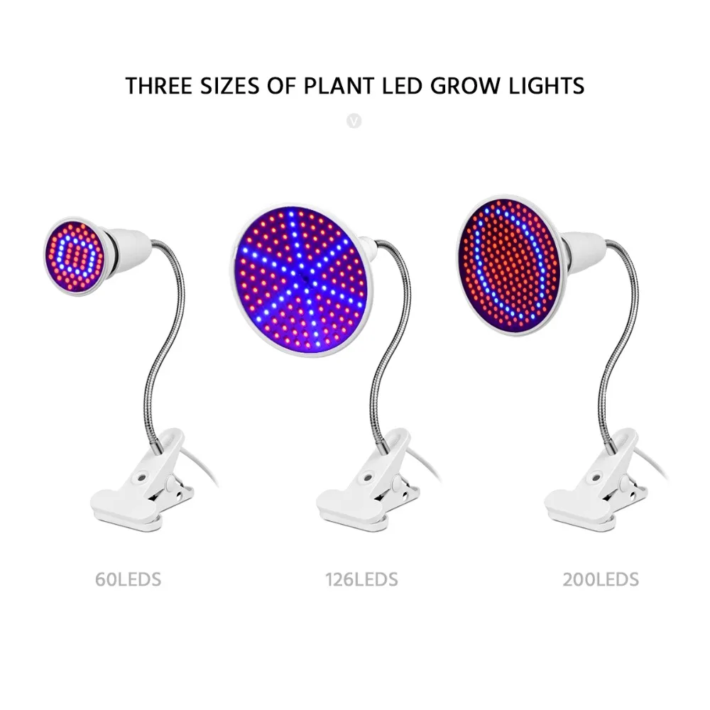 LED Bulbs Lamp for Plant Flower Growth Full Spectrum LED Grow Light E27 Bulb With Clip Holder Hydroponics System Phyto Lamp