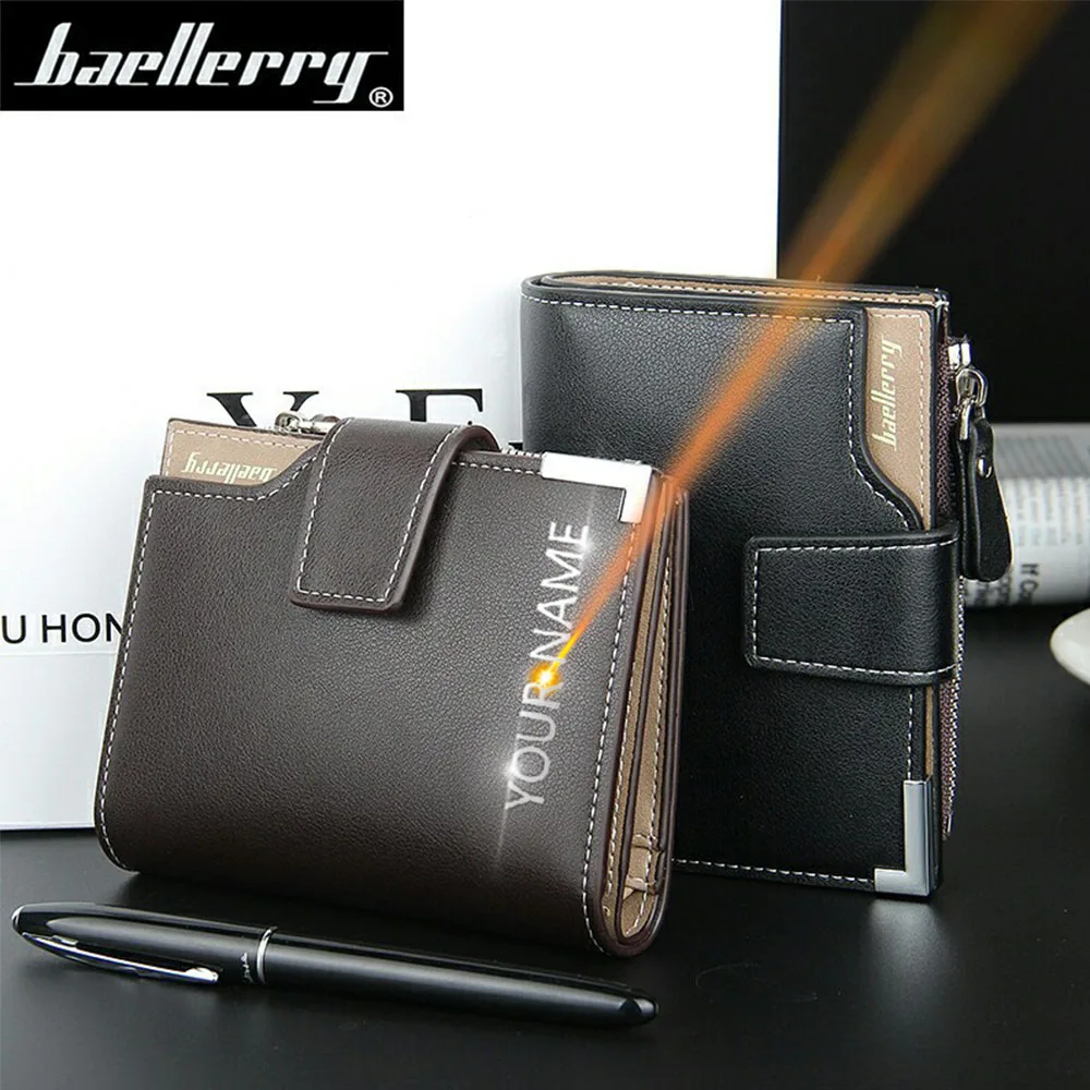 

Baellerry Short Men Wallets Zipper Hasp Coin Pocket Male Wallet High Quality Card Holder Photo Holder Small Slim Brand Men Purse