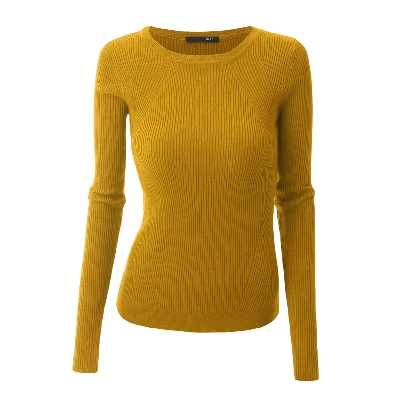 Women's Sweaters Spring Autumn Solid Color Fashion Pullovers Long Sleeve Top Blusas Femme O Neck Yellow Knitted Sweater