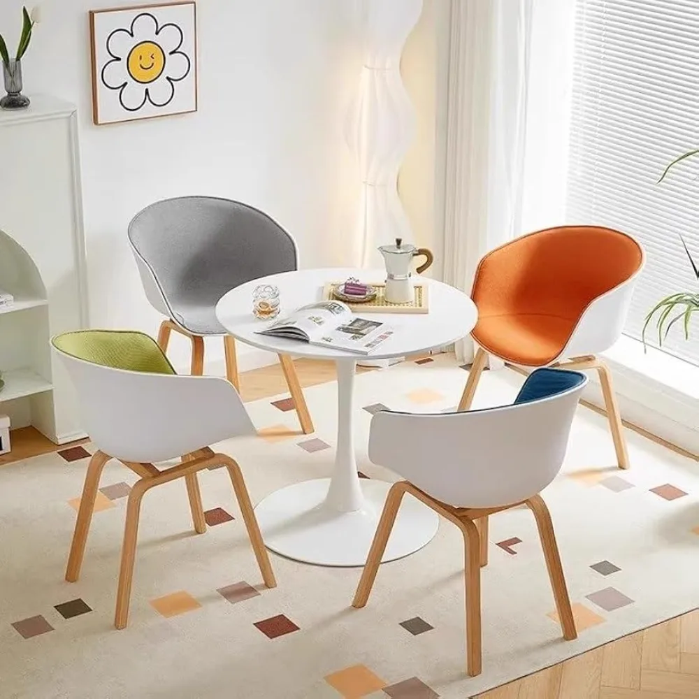 Juego de mesas y sillas de comedor redondas 5, juego de mesa y sillas, elegante combinación de 1 mesa y 4 sillas para mesas de centro