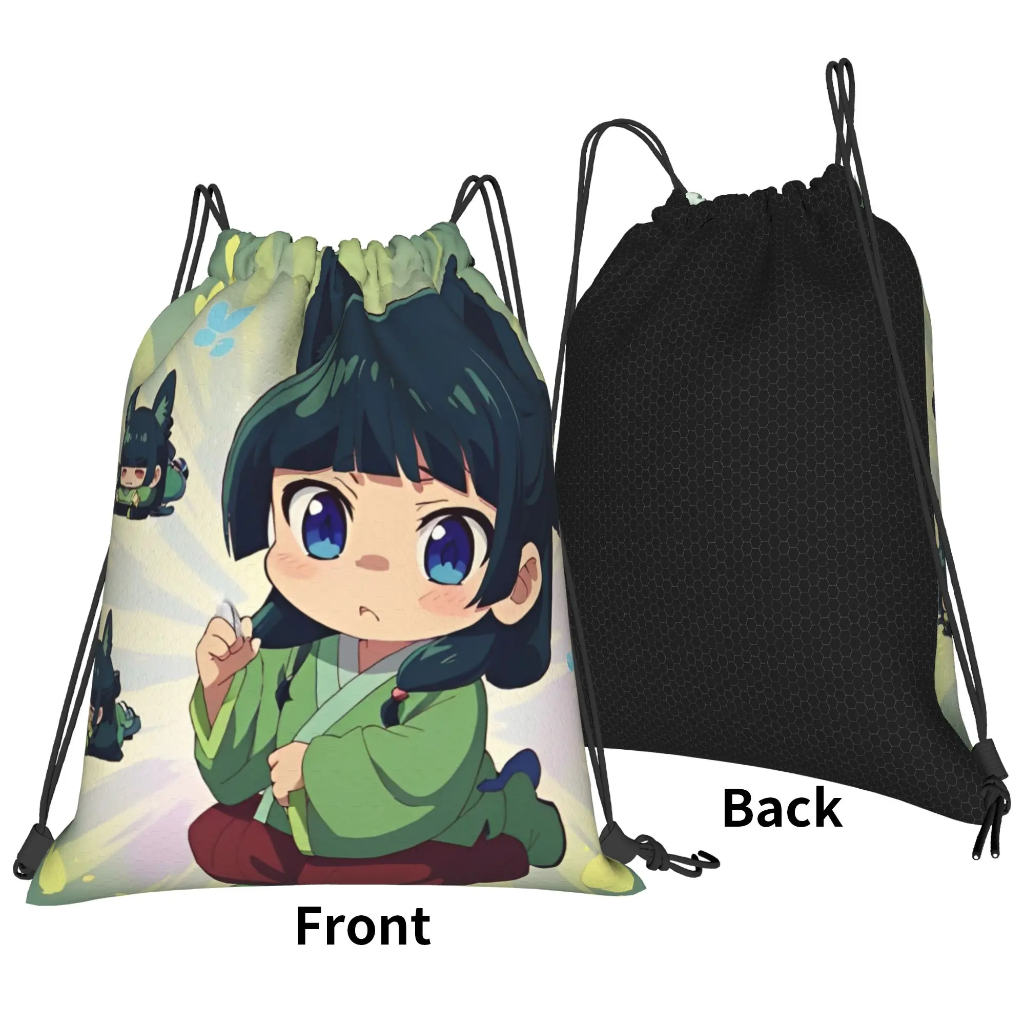 Maomao Anime Drawstring Bag  Vintage Travel Backpack For Men Waterproof Sackpack String Bags