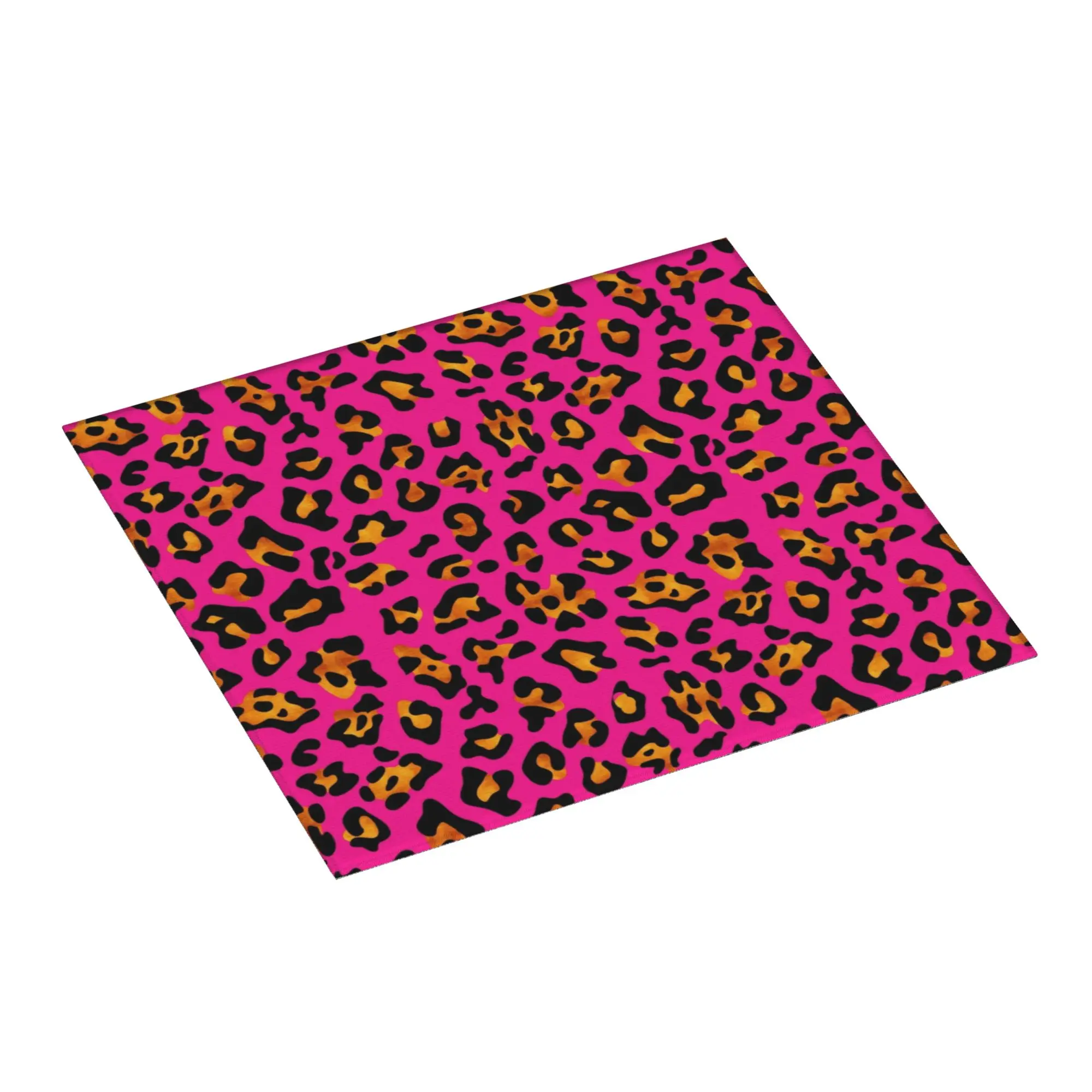 Pink Leopard Print Non Slip Kitchen Counter Protector Mat Barware Tableware Reusable  Bathroom Drying Mat For Kitchen