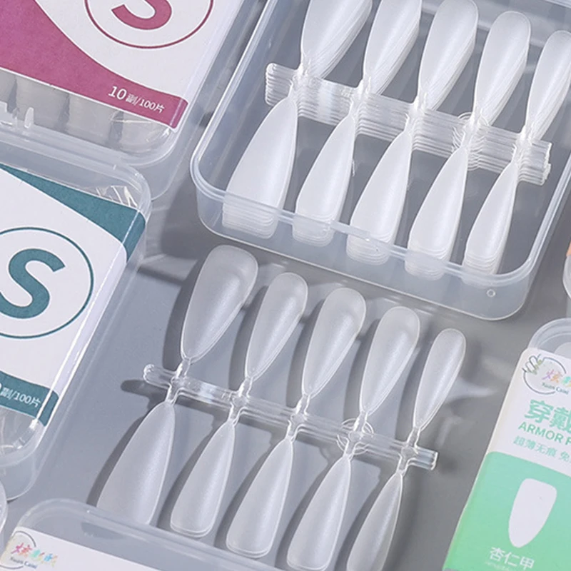 100 pièces presse sur ongles conseils moyen court forme amande/carré/Soft Gel ongles conseils faux ongles tremper facile Extensions d'ongles