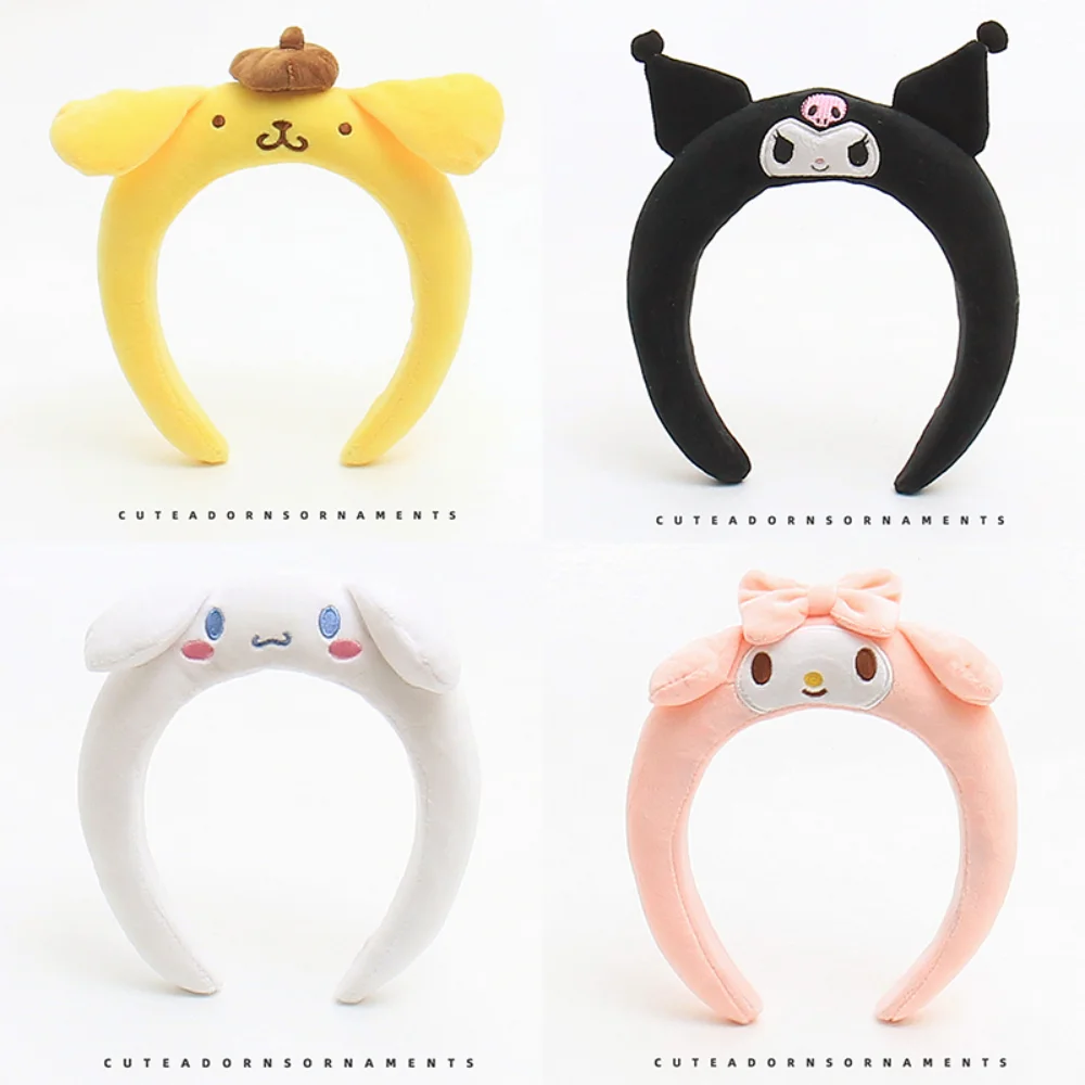 

Kawaii Sanrio Plush Hair Hoop Cinnamoroll Kuromi Headband Melody Pompompurin Headdress Women Boutique Hair Accessories Headgear
