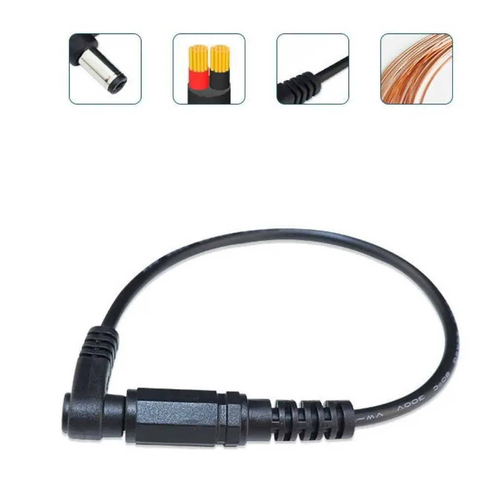 

10 PCS PVC DC 5.5X2.1mm Charging Cable Right Angle Replacement Charger Adapter Black 90 Degree Power Connector Female