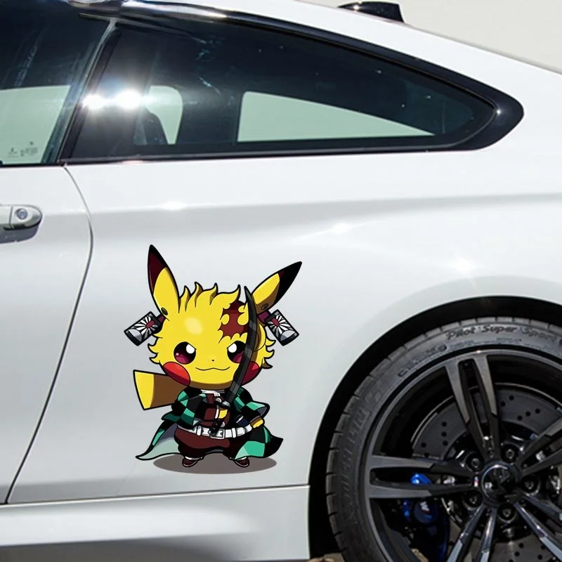 FUYOOHI Funny Stickers Exterior Accessories Demon Slayer Kimetsu No Yaiba Tanjiro Kamado Anime Japanese Cartoon Car Decal