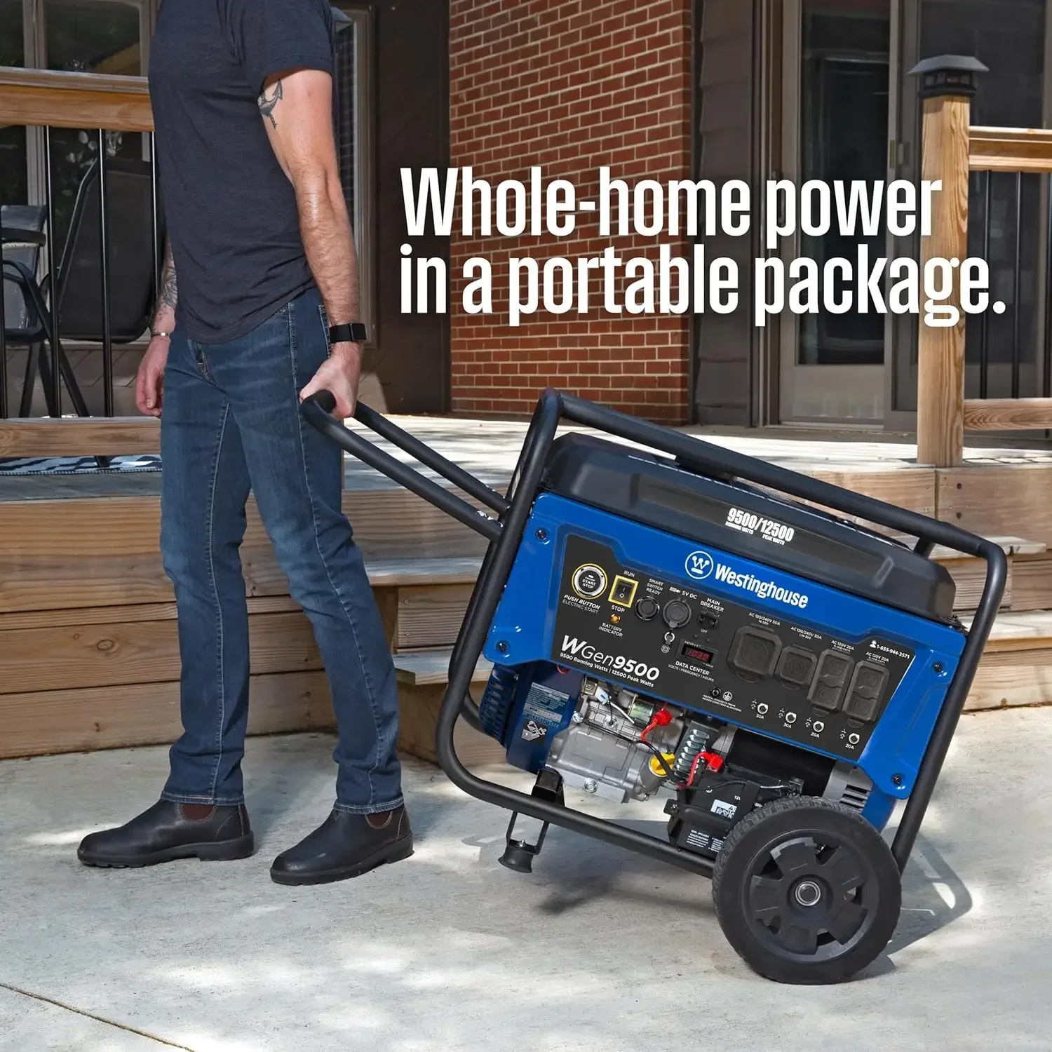 

XMSJ*[XMSJ]Outdoor Power Equipment 12500 Peak Watt Home Backup Portable Generator, Remote Electric Start with Auto Choke, Gas Po