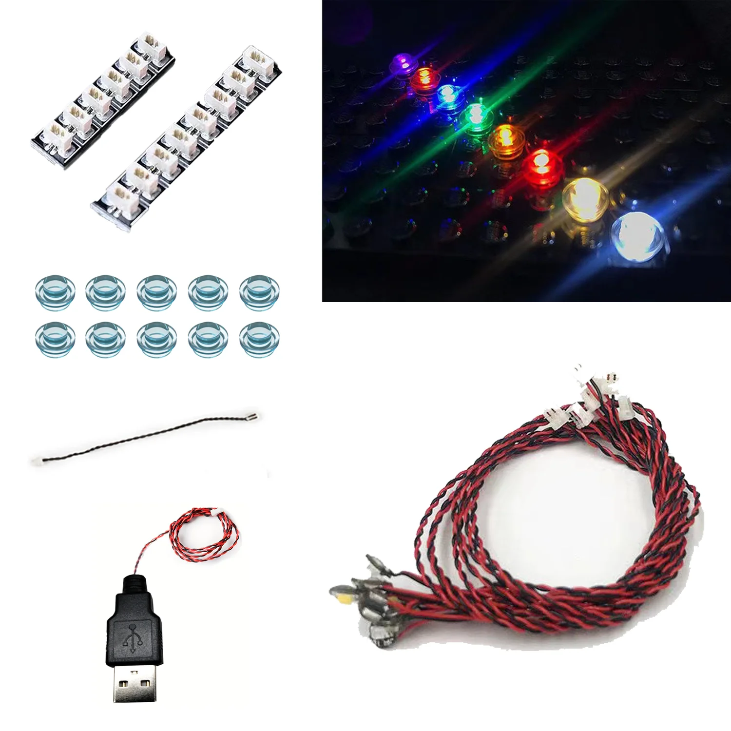 10-teiliges buntes LED-Beleuchtungsset, DIY-Bausteinbeleuchtung, kompatibel mit Lego-Bausteinmodellen, beleuchte deinen Bau.