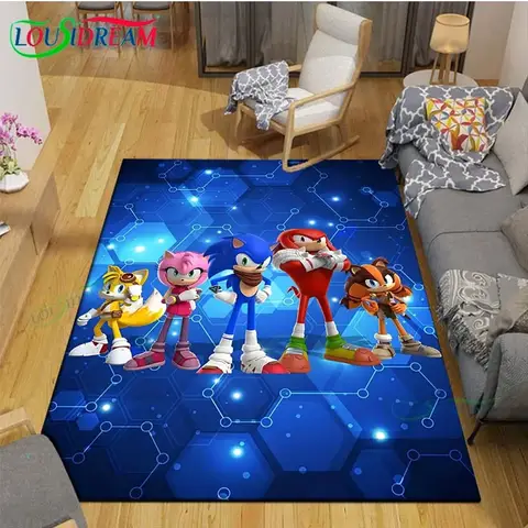 애니메이션 캐릭터 S-Sonic 카펫 거실 홈 소파 장식, 어린이 게임 대형 장식 바닥 매트 요가 매트 대형 카펫