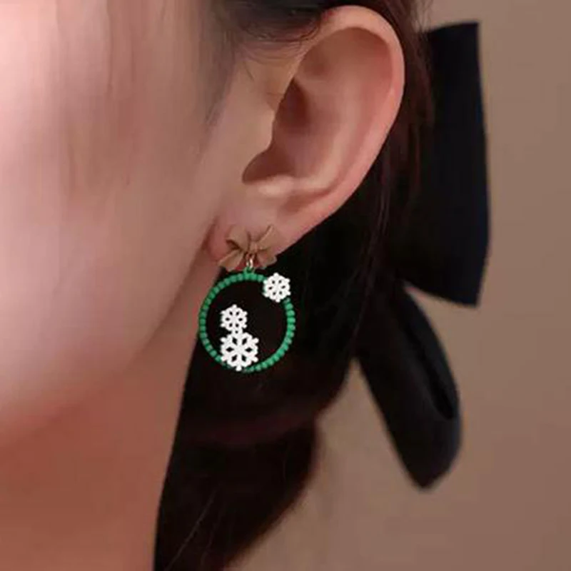 1Pair Light Luxury Snowflake Christmas Tree Pearl Tassel Earrings For Women Girls Sweet Versatile Earrings Jewelry Gifts image 6