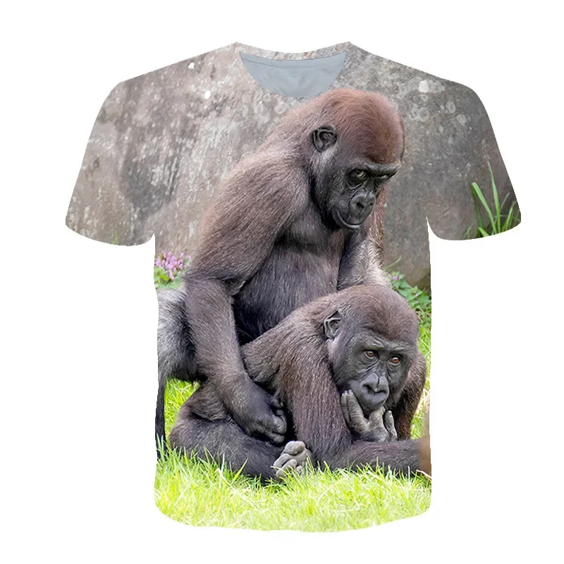 3D Print Men\'s T-shirt Funny Monkey Casual Animal New T Shirts for Men Oversized Prints Short Sleeve Y2k Tops Hip Hop Streetwear