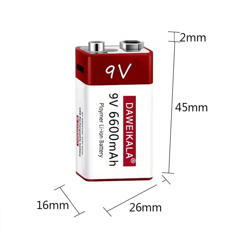 Akumulator litowo-jonowy ładowania o cyklu 9V 6900mAh, do kamery multimetru do mikrofonu KTV z metalowym detektorem + kablem