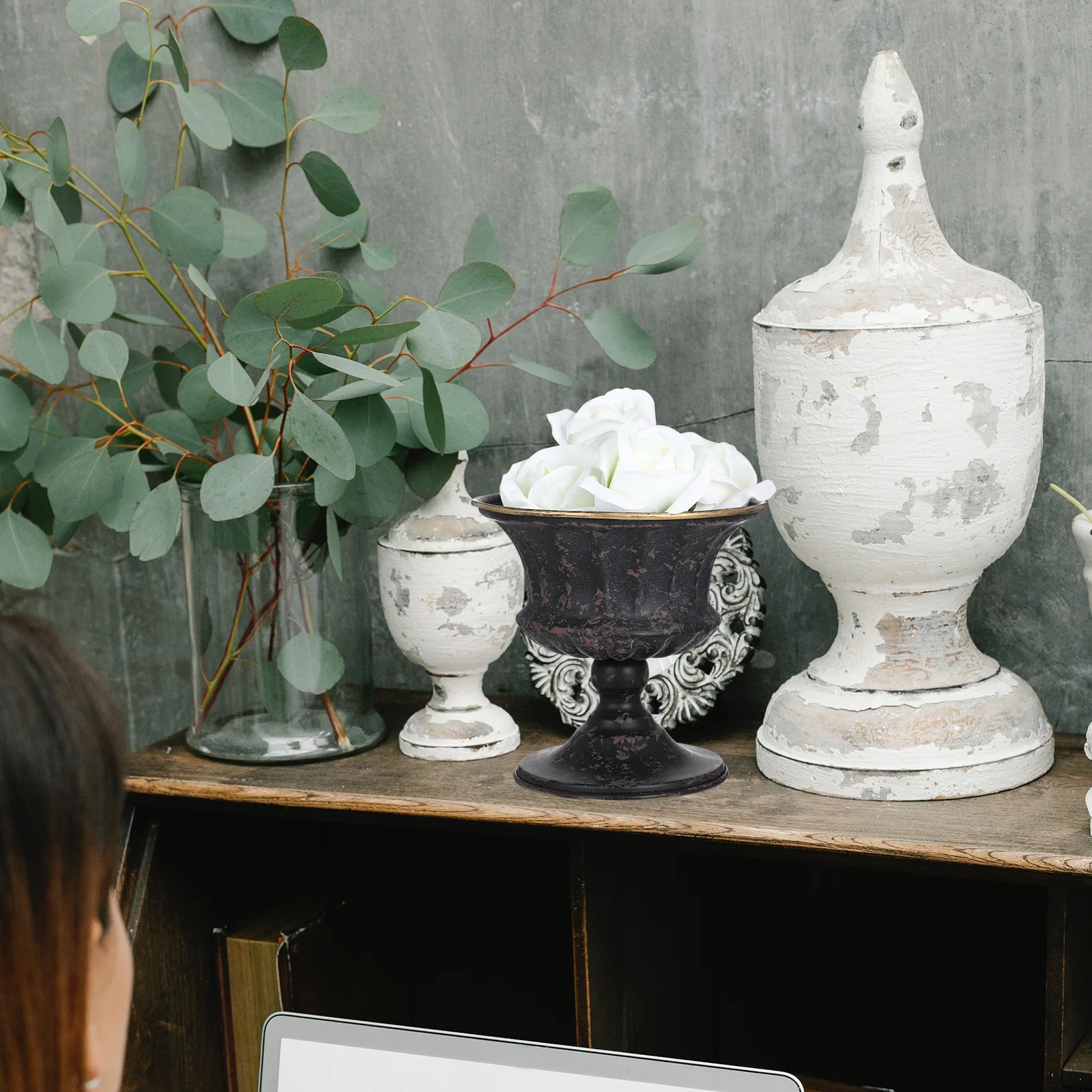 

Vintage Iron Flower Vase Metal Decorative Pot For Home Wedding Table Floral Arrangement Dried Fresh Flowers Storage Office Hotel